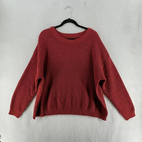 Evri Sweater Womens Sz 2X Red Knit Ribbed Round Neck Stretch Pullover Stretch - Picture 1 of 10